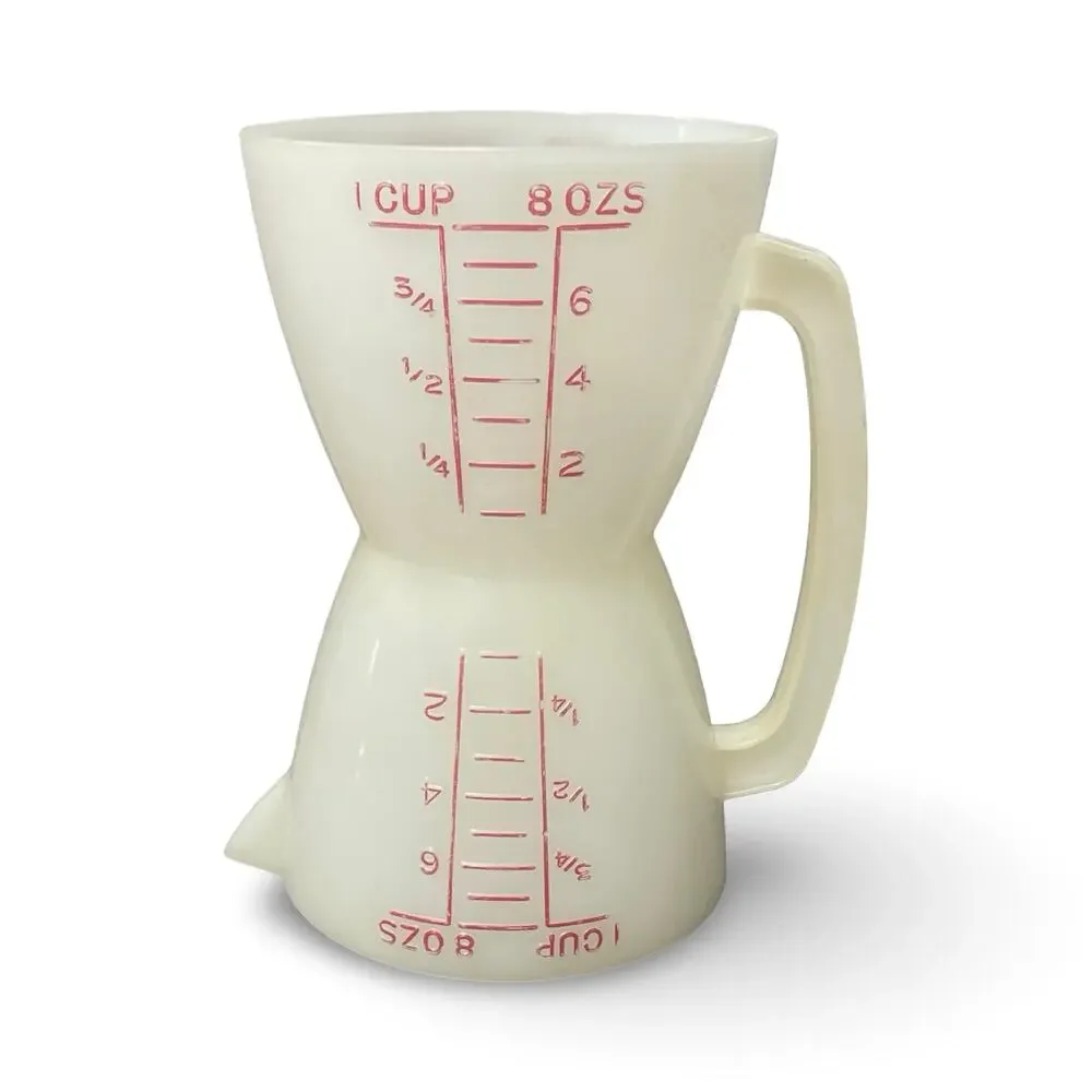Vintage Tupperware Hourglass Measuring Cup 860 Two-Sided Wet Dry 1 Cup 8oz USA